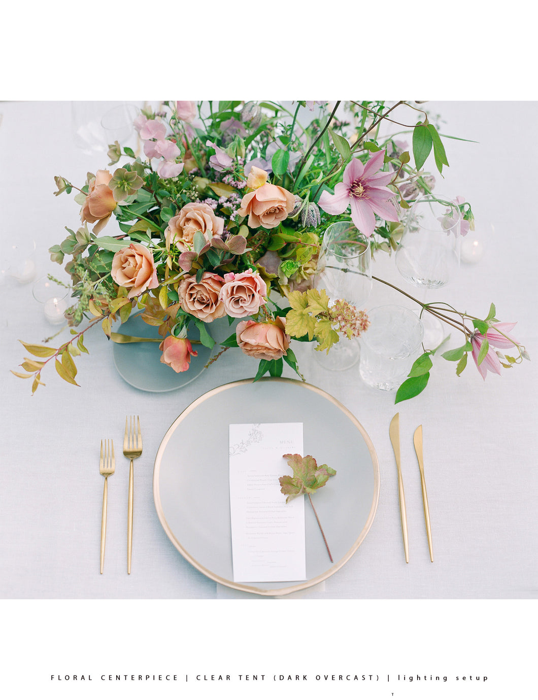 Illuminate Series Lighting Templates - Floral Centerpiece | Clear Tent (Dark Overcast)