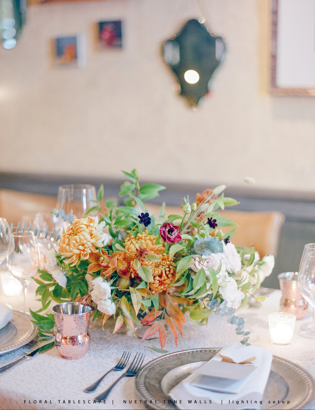 Illuminate Series Lighting Template -  Floral Tablescape | Neutral Walls