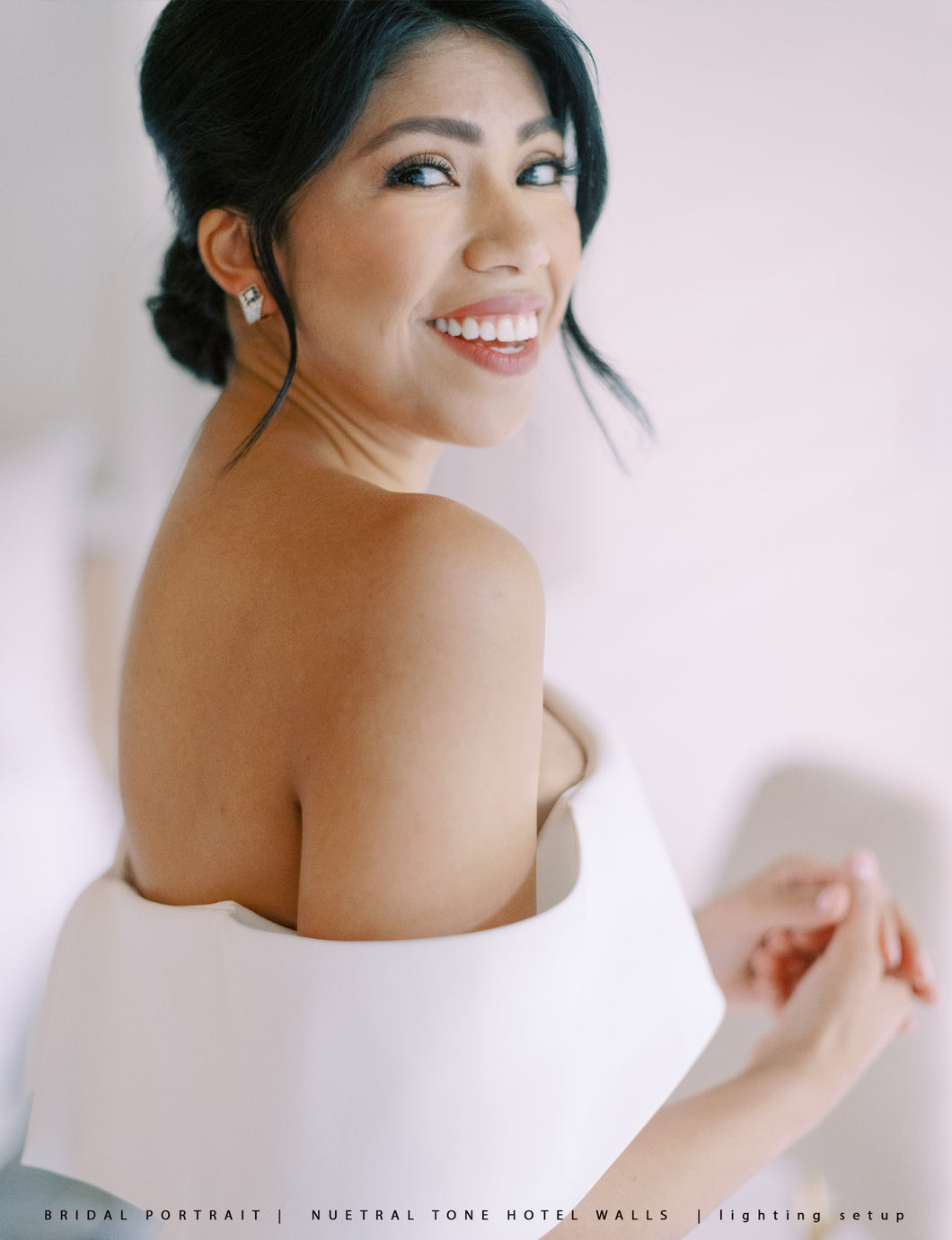 Illuminate Series Lighting Template -  Bridal Portrait | Neutral Tone Hotel Walls